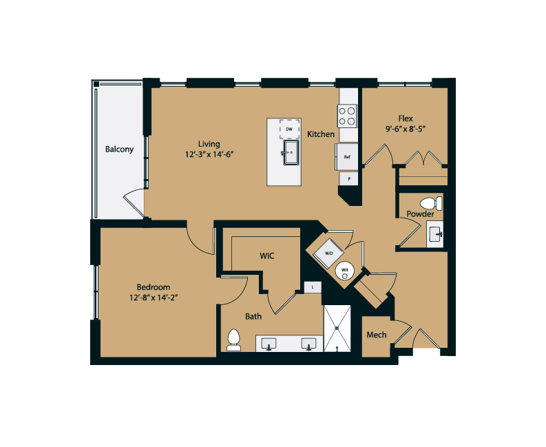 Floor plan layout diagram for 1C